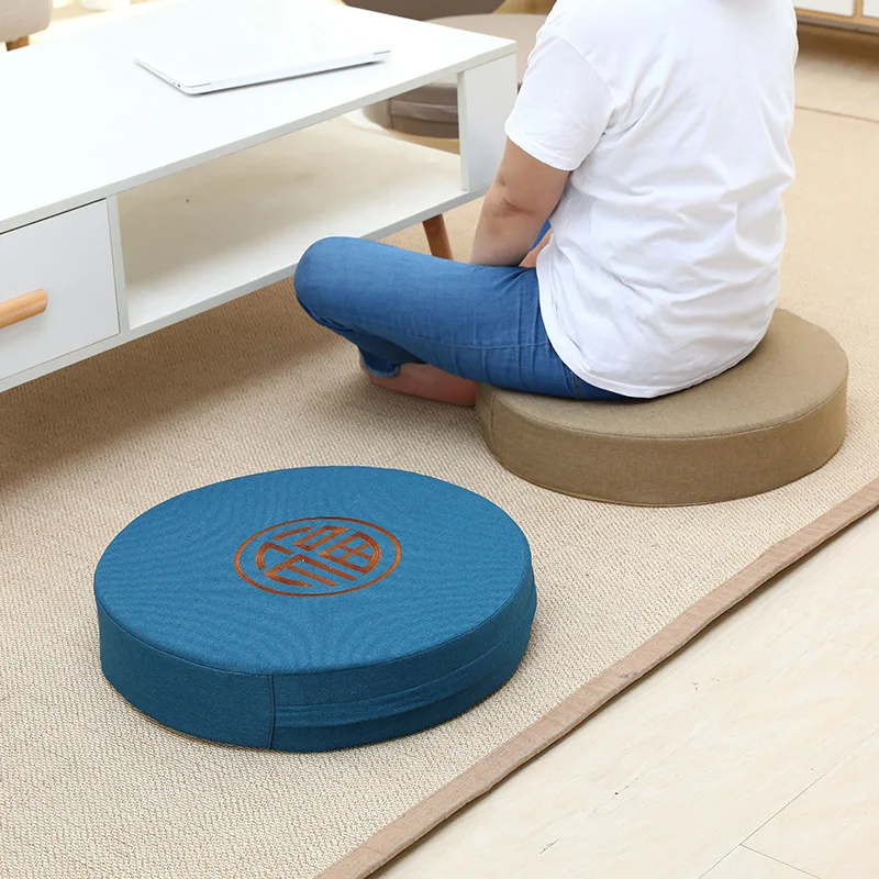 

Льняная подушка для пола с жесткой поддержкой для наклонятия, медитации, татами, эркера, универсальное использование, буддийская молитва, серьезные медитаторы