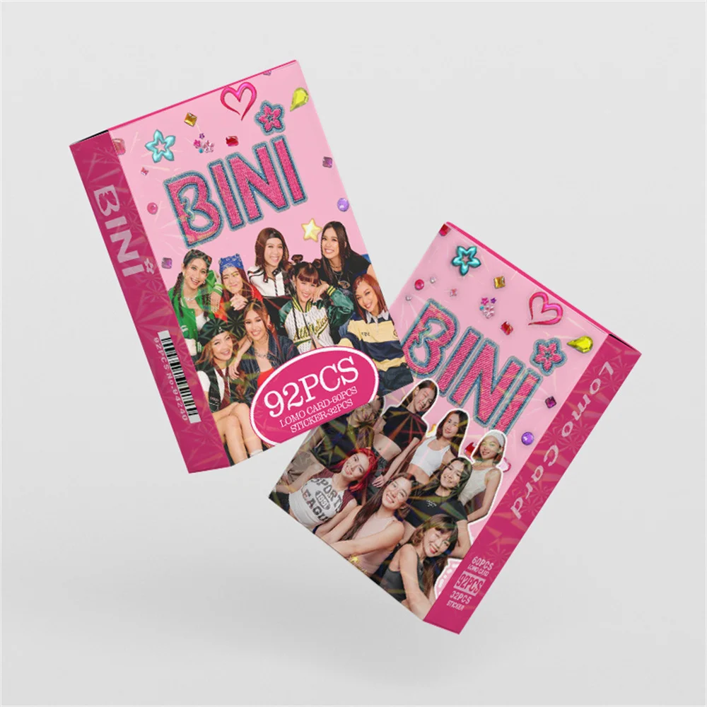 92pcs/Set Kpop BINI Photocard Sticker Boxed Card Korean Style LOMO Card High Quality Double Sides Printing Fans Collection