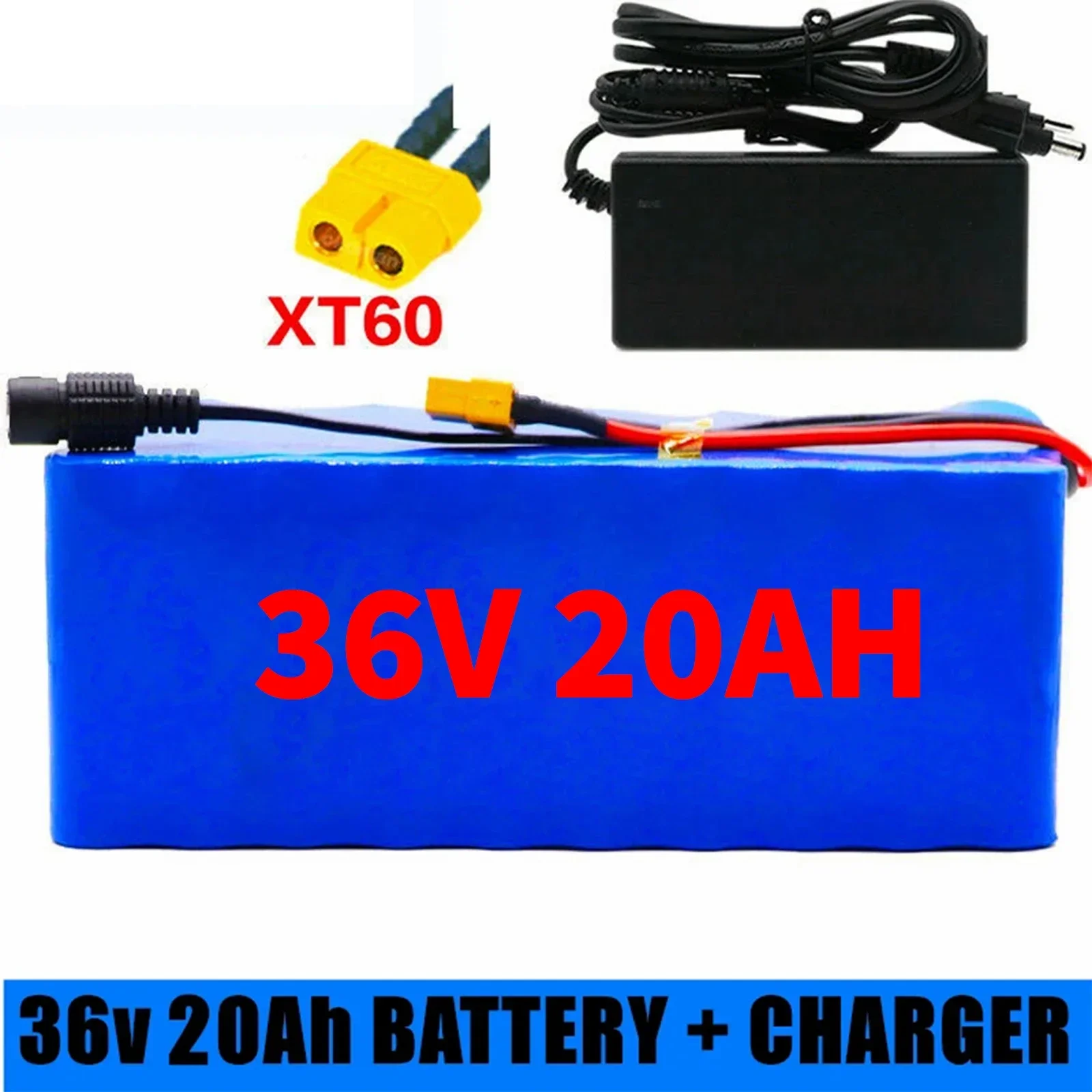 

36V 20AH Electric Bicycle Battery Built-in 20A BMS Lithium Battery Pack Real Capacity Scooter Ebike Battery with Charger+XT60