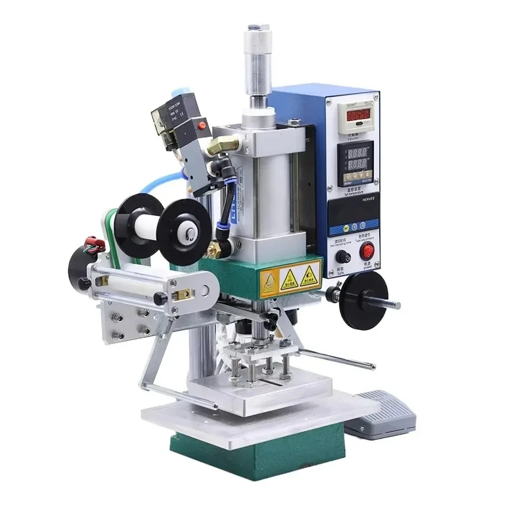WH-T03 Pneumatic Hot Stamping Machine 500W Adjustable Temperature 0-400°C Hot Stamping Tools for Leather PVC PU and Wood