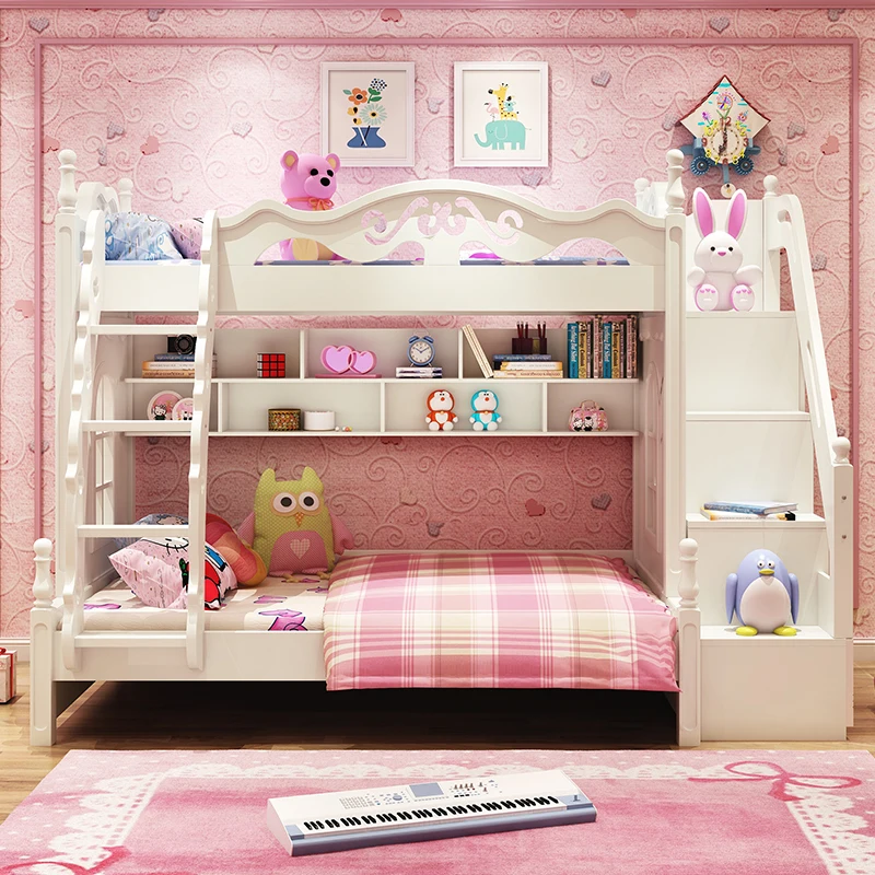 Italian Light Luxury Children's Bed Girl Princess Bed High And Low Bed Bunk Bed Adult Child Mother Bed Multifunctional High Box