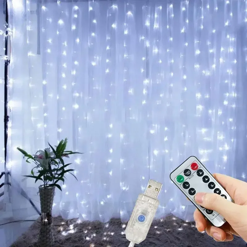 LED Copper Wire Lights Curtain Lights String USB Remote Control Christmas Wedding Bedroom Decoration