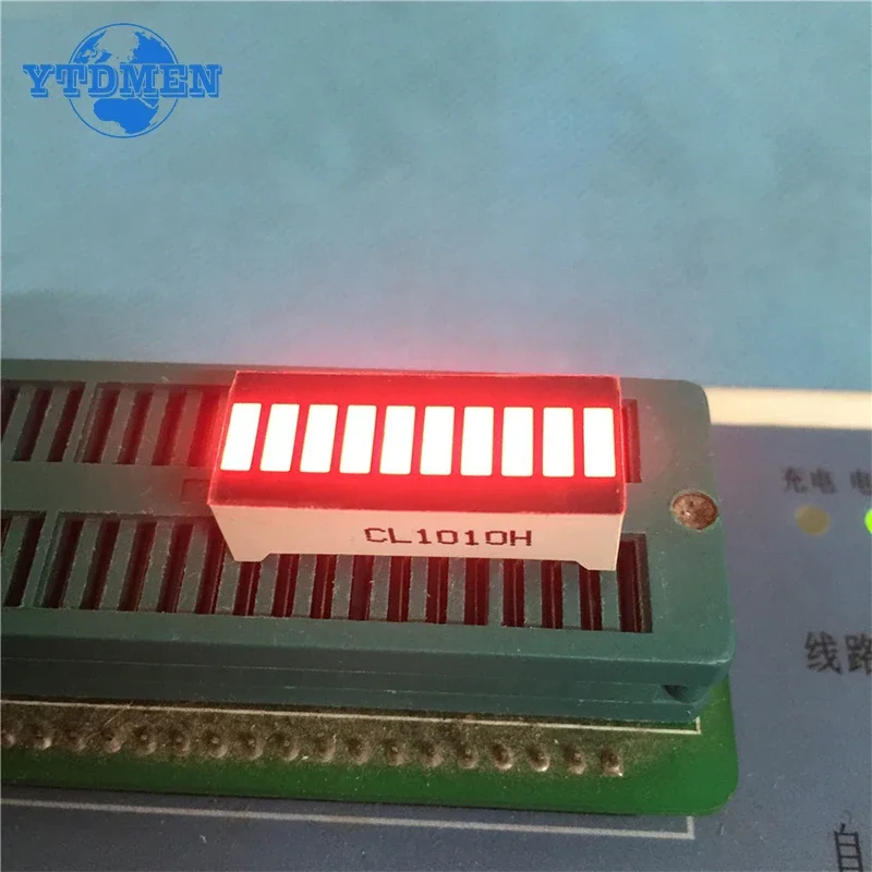 5PCS 10-segment LED Digital Tube Ultra Bright LED Display Module Red Blue Green Light Bar 20 Pins 25x10mm CL1010G for Arduino