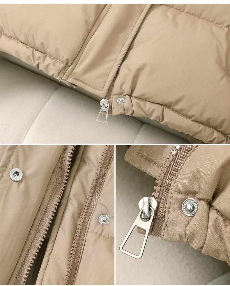 Hooded Thick Coat Short Length Urban Style with Loose Fit Long Sleeve Regular Sleeve Commuter Chic Zipper Closure Women Coats