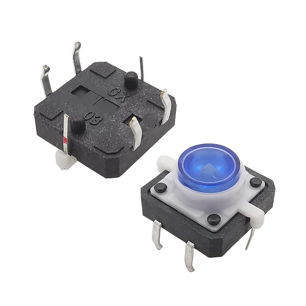 Tactile Push Button Switches 12x12x7.3mm 4 Pin Illuminated Tact Switch LED Light Button Reset Momentary Switches 12*12*7.3mm