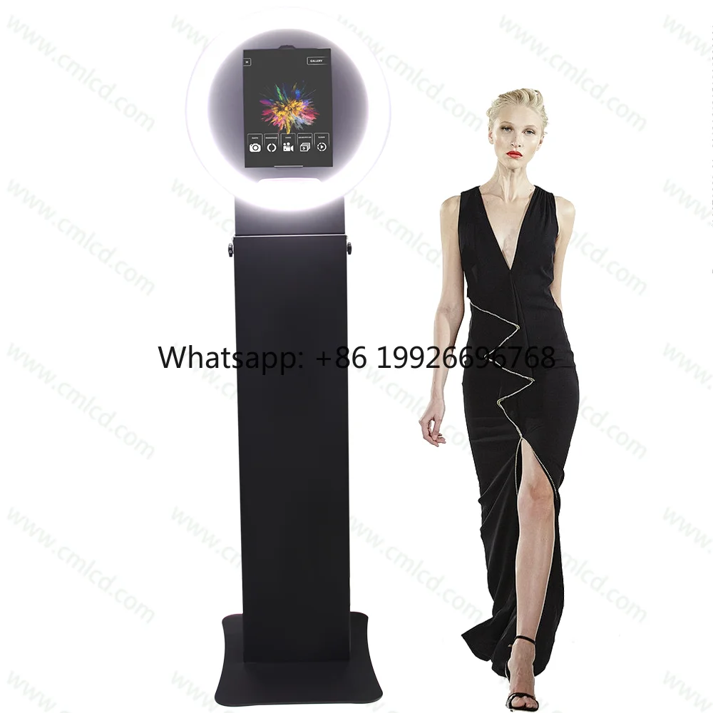 

Hot Sale Party Photo Selfie Round Surface Pro ipad Photobooth with Adjustable Head High Quality Photobooth with LED RGB Light
