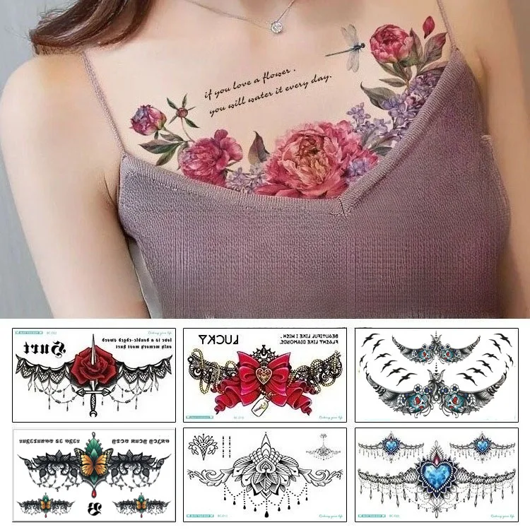 New Colorful Charm Tattoo Stickers Waterproof Fashion Tattoo Stickers Waist Line, Chest Accessories Tattoo Paper