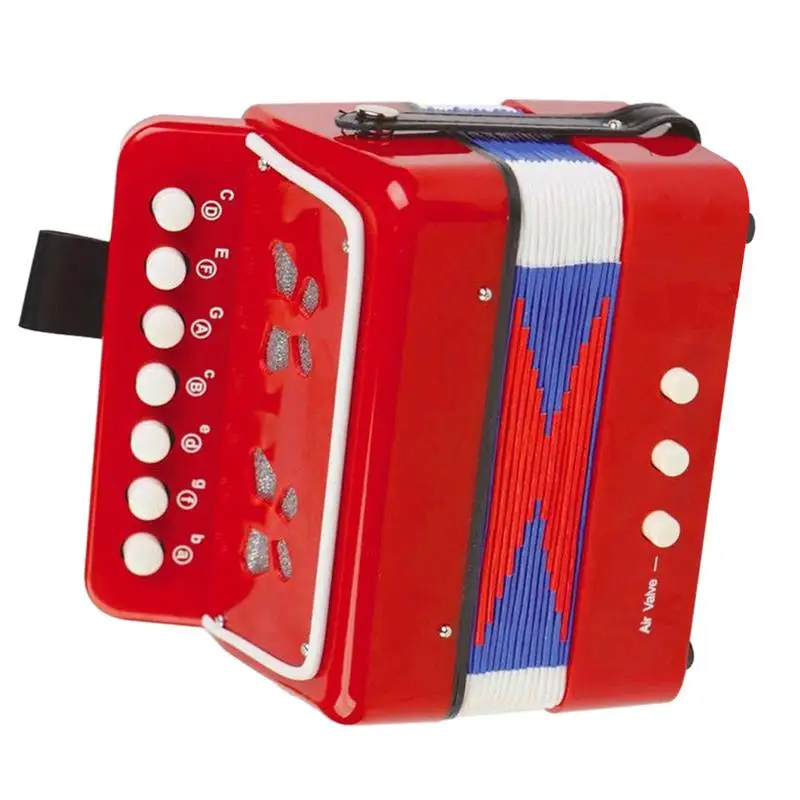 Kids Accordion Toy Instrument Toy Button Accordion For Kids Portable 7 Keys Button Small Accordion For Beginners Boys And Girls