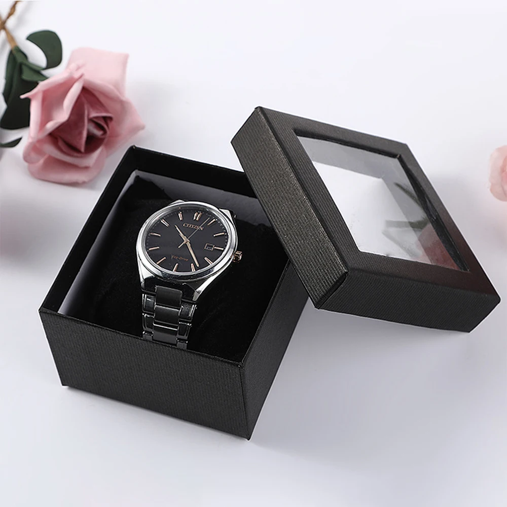 1 Pcs Watch Box Organizer Men Transparent Window Gift Packaging Bracelet Jewelry Storage Box Watch Exquisite Display Accessories