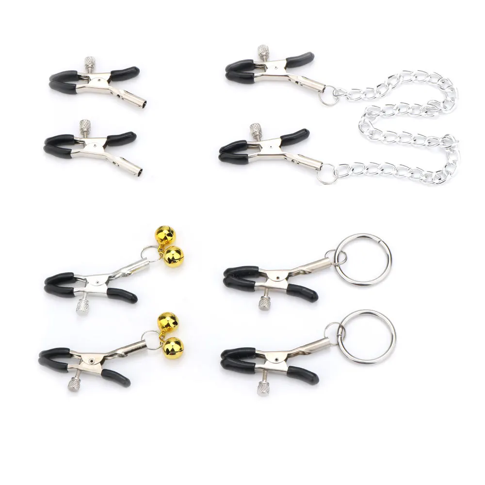 BDSM 4 Styles Sex Nipple Clamps Breast Clamps with Metal Chain Bell Nipple Clip Fetish Adult Game Sex Toys for Women Gay Men