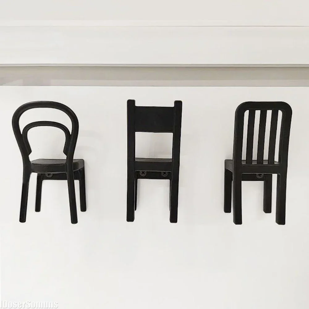 Chair Shape Storage Hooks 3PCS Set New Key Storage Hooks No Drill Holes Base Wall Mounted Keychain Holder Home Decor Gifts