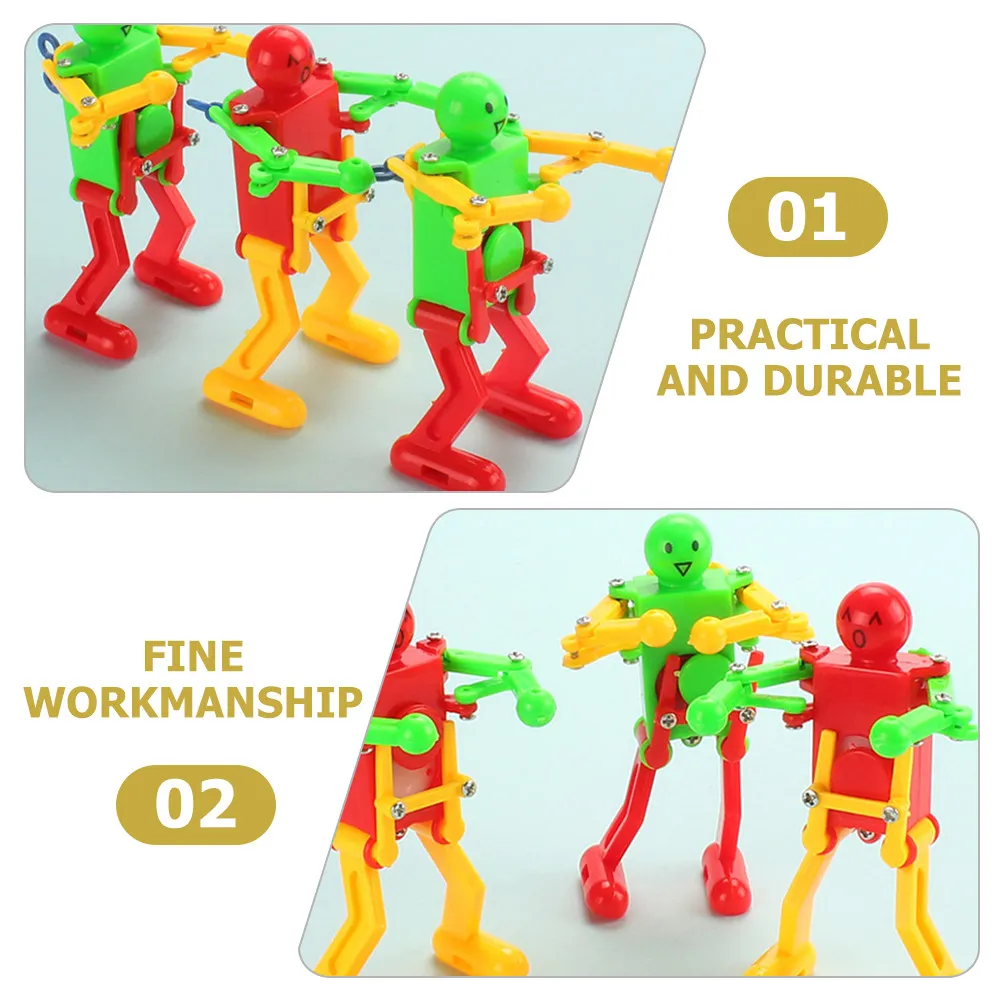 4Pcs Dancing Robots Wind Up Clockwork Lightweight Portable Indoor Outdoor Play Promote Creativity Color Recognition