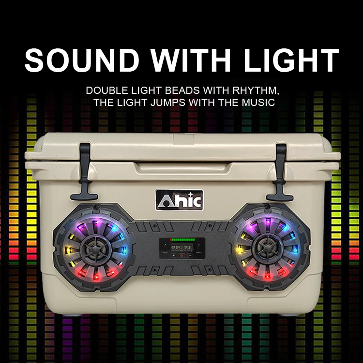 45L Portable Rotomolded Cooler Box Built-in Bluetooth Speaker for Outdoor Use Great for Food Cans Drinks Music Ice Chest Pro view 4