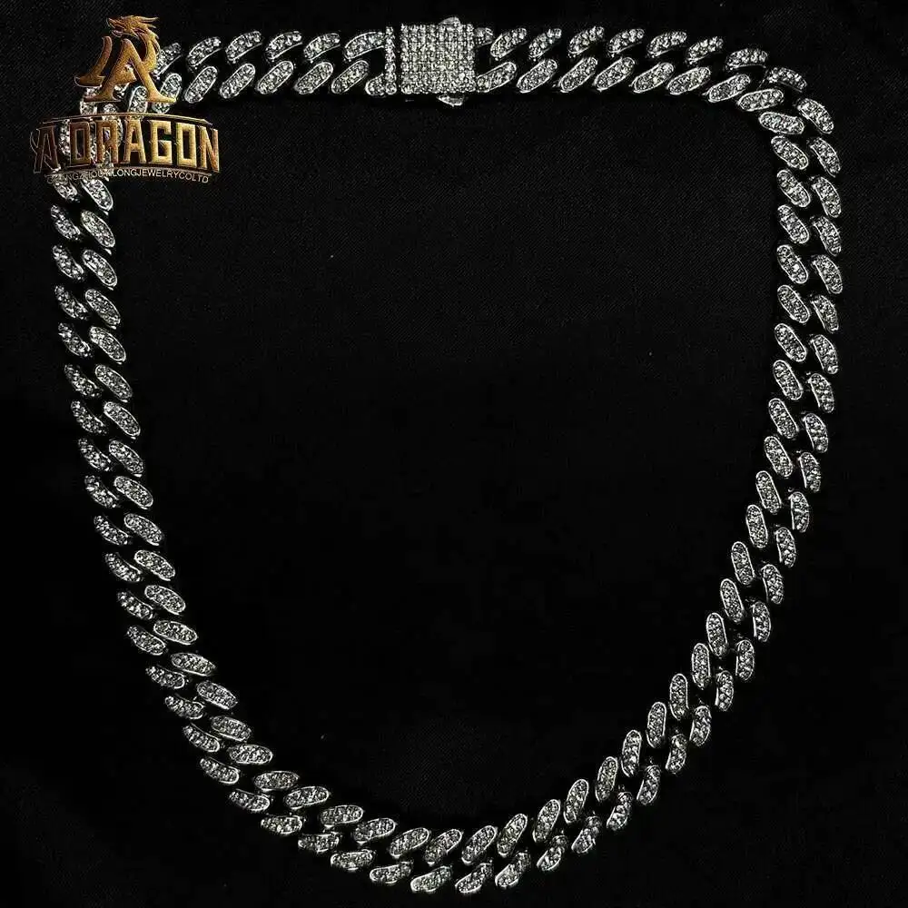 Men's 19-22mm VVS Moissanite Cuban Link Chain 925 Silver Iced Out Hip Hop Thick Diamond