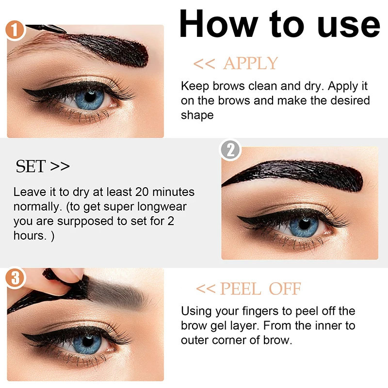 Tintura per sopracciglia semipermanente, impermeabile e durevole, anti trasferimento, adatta per sopracciglia più chiare e aspetto naturale del trucco