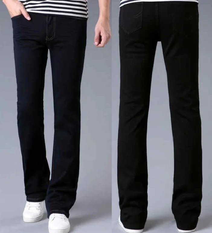 Men's Retro Flare Jeans Pants, Bell Bottom, Loose, Classic, Comfortable, Boot Cut Denim Trousers