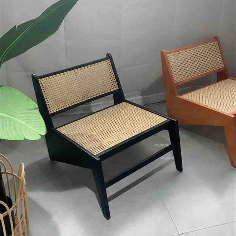 

Japanese Rattan Living Room Chairs designer Wood Backrest Sofa Chair Home Living Room Furniture Nordic Single Sofa Lazy Chair