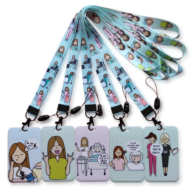 

New Creative Doctor Nurse Lanyards ID Badge Holder Women Card Holders Hang Rope Girls Lanyard Card Case Retractable Clip