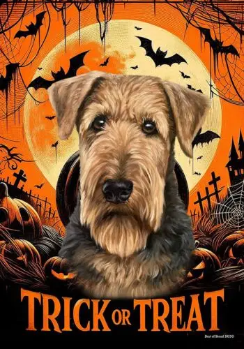 Airedale Terrier Trick or Treat Halloween Flag