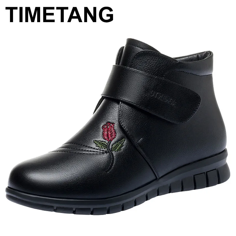 

Warm Fleece Lined Cotton Leather High Top Women's Shoes Winter Boots Elderly Head Brand Chinese Manufacturer Short Boots