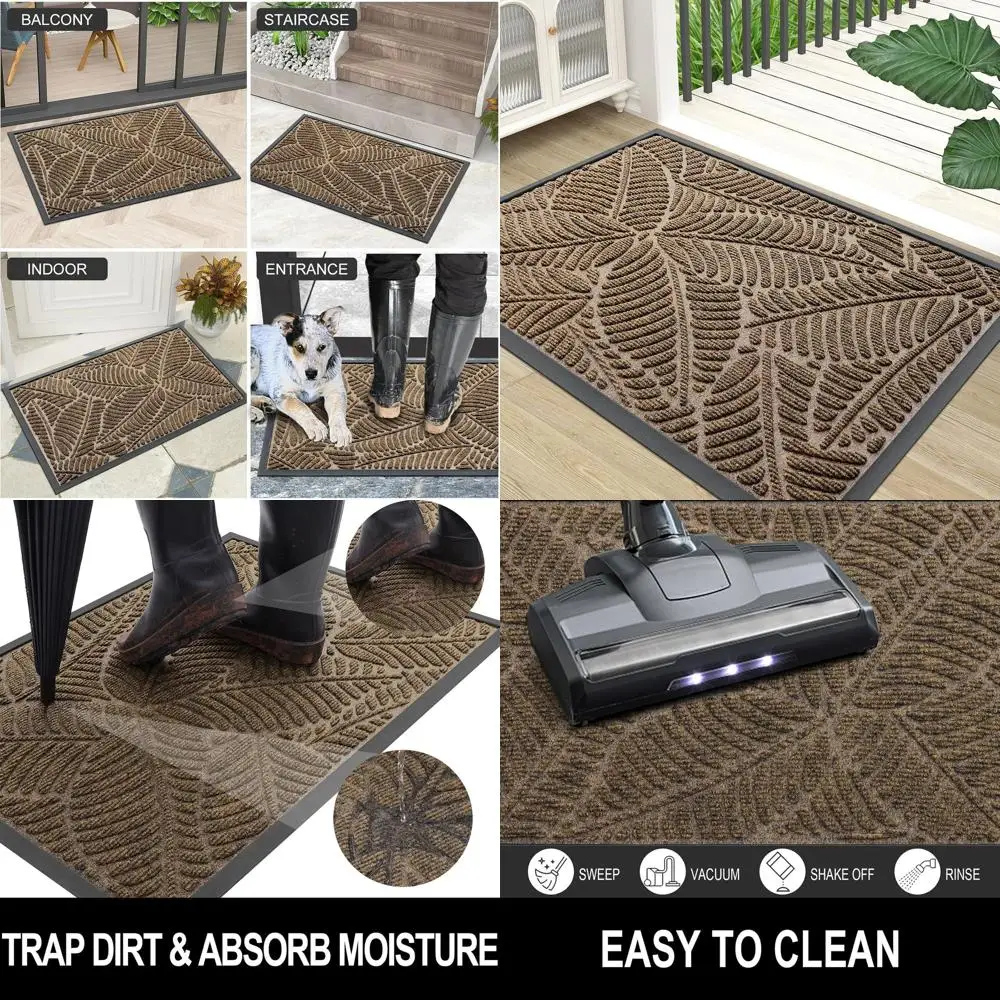 

Durable Rubber Doormat, Non-Slip Indoor/Outdoor Mat, Stain Resistant, Easy to Clean, 36x24, Brown