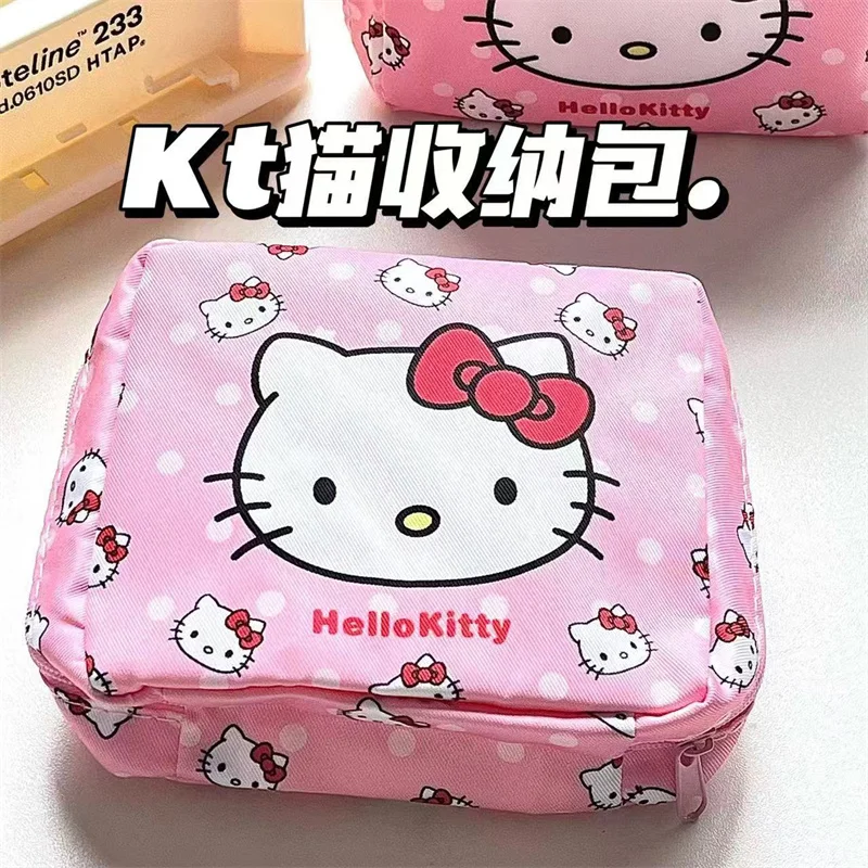 Sanrio Hello Kitty Kuromi Phochacco Japanese Student Portable Sanitary Napkin Zipper Storage Bag Cartoon Miss Travel Cutch Bag