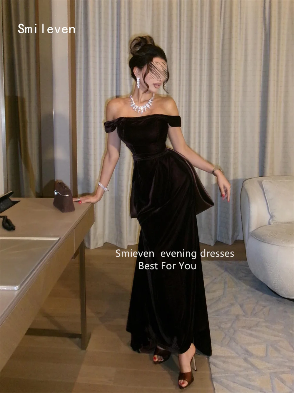 Smileven Elegant 3D Mermaid Prom Dress Off The Shoulder Party Gowns Slimming Bow Occassion Dress Customized 2026
