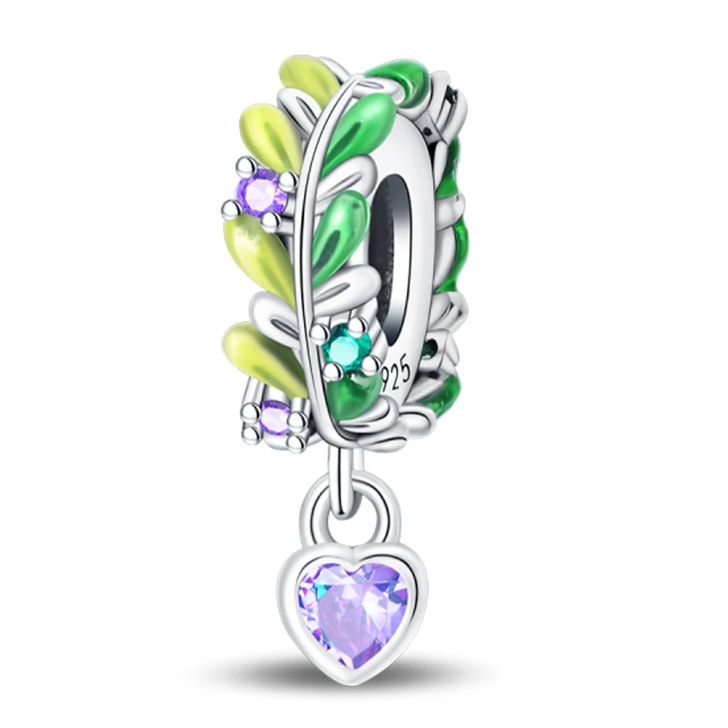 

925 Sterling Silver Charms Bead Peace CZ Zircon Dangle Fit Original Bracelet DIY Women Jewelry Gift