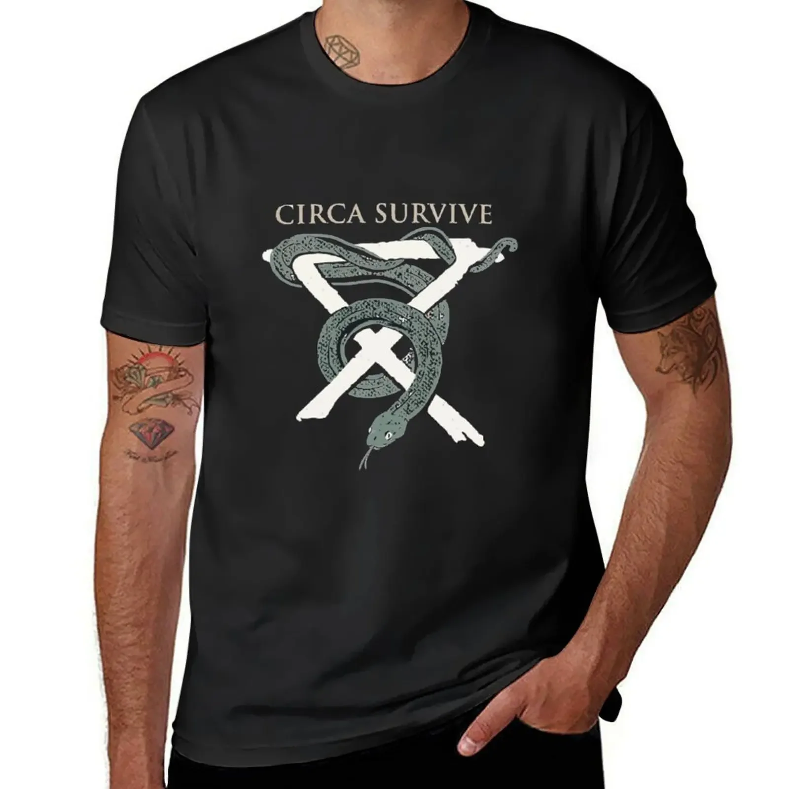 

CCirca Survive snake head T-Shirt designer shirts blue archive mens t shirt