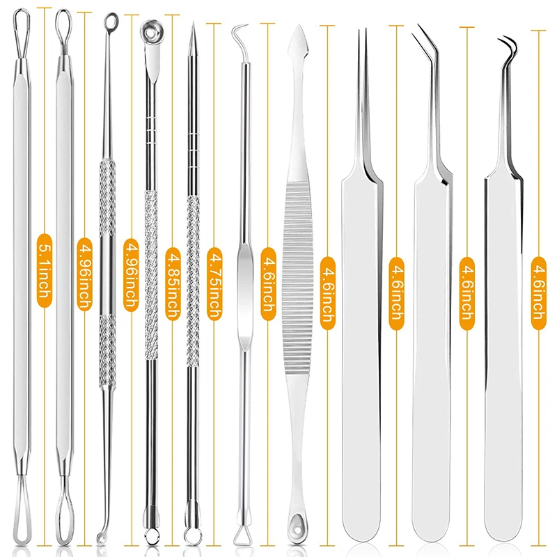 Mee-eter verwijderaar 10 stuks Professioneel puistje Comedo Extractor Tool Acne Removal Kit - Behandeling voor puistjes, mee-eters, Z