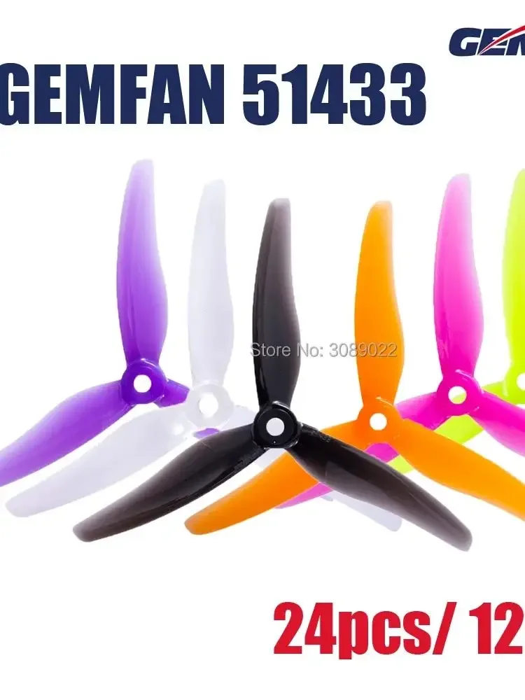24 stücke/12 pairs Gemfan 51433 5 zoll 3 klinge tri-klinge Propeller Requisiten Kompatibel Bürstenlosen Motor für FPV Racing Drone 51466
