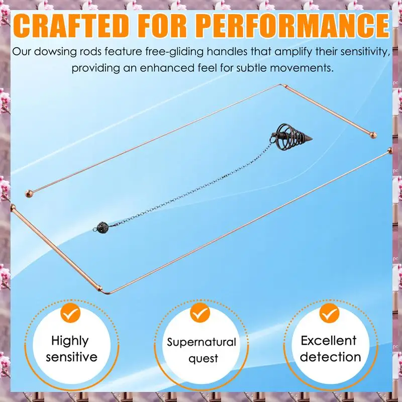 2025 Copper Dowsing Rods - 99.9% Pure Copper 2PCS Divining Rods Energy Water Witching Detector With Pendulum Pendant,Copper Dows