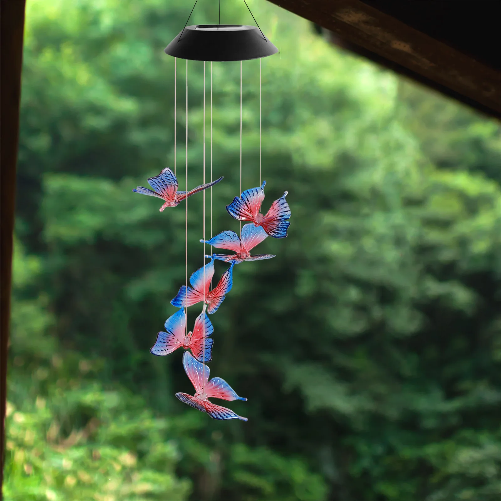 Solar Light Butterfly Windchime Light Rechargeable Christmas All Hallows' Day Party Atmosphere Landscape Balcony Decoration Lamp