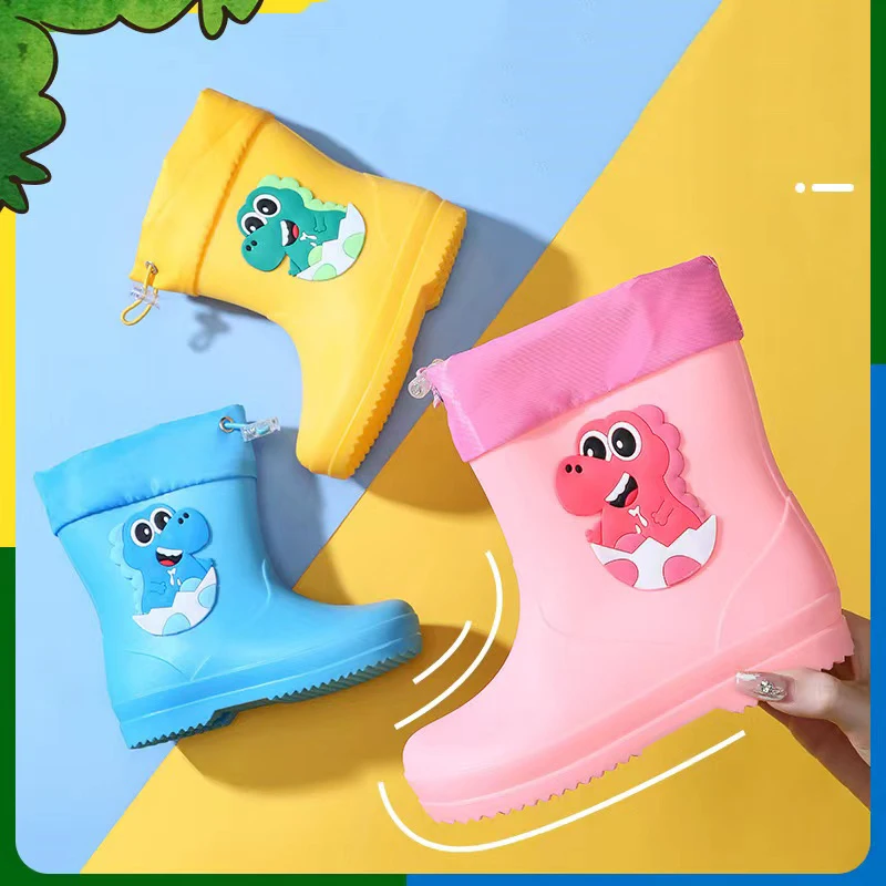 Kids' rain boots Girls' baby rain boots non-slip band waterproof baby cute dinosaur cartoon tighten strap