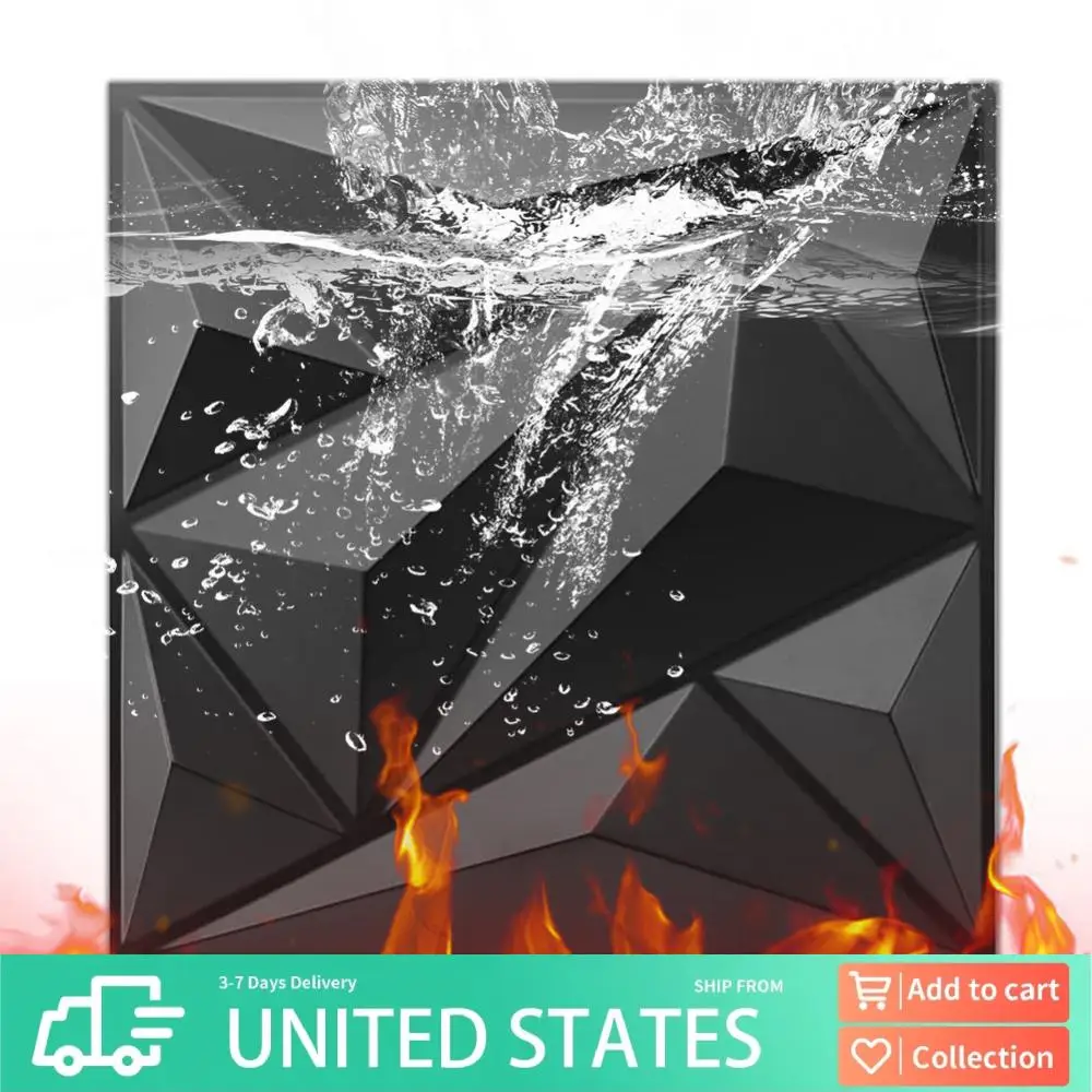 

50/100Pcs 3D Wall Panel Diamond 30x30cm PVC Accent Textured Wall Panels 3D Wall Paper for Living Room Gaming Room TV Background