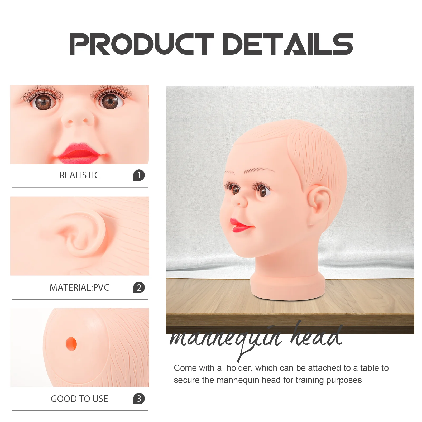 Caps Children's Hat Head Circumference Display Stand Human Body Model Mannequin Face Baby