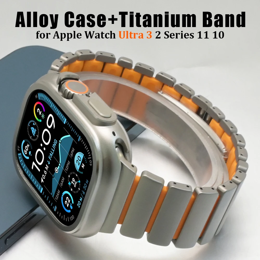 

Титановый ремешок + чехол из сплава для Apple Watch Ultra 3 2 Series 11 10 9 8 7 6 5 4 SE3 Защитный чехол для Iwatch 49 мм 46 мм 45 мм 44 мм