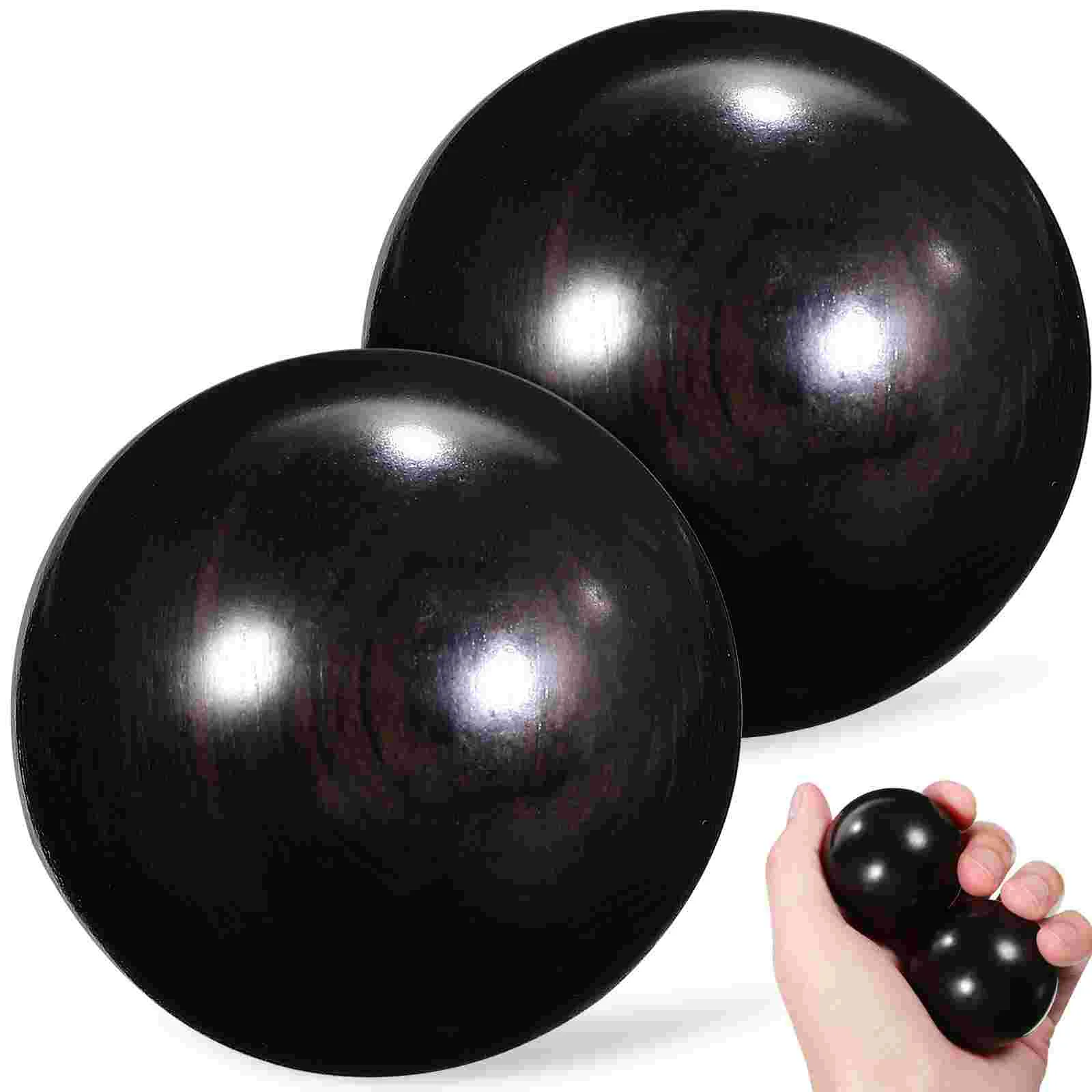 

2 Pcs Hand Exercise Massage Balls Relaxing Handballs Massaging Wooden Tool Rolling Elderly