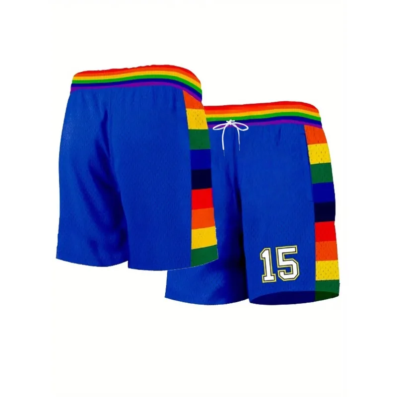 

Blue Men's Basketball Shorts # 15, with A Classic and Stylish Design, Made of Breathable Fabric, Suitable for Casual Sportswear