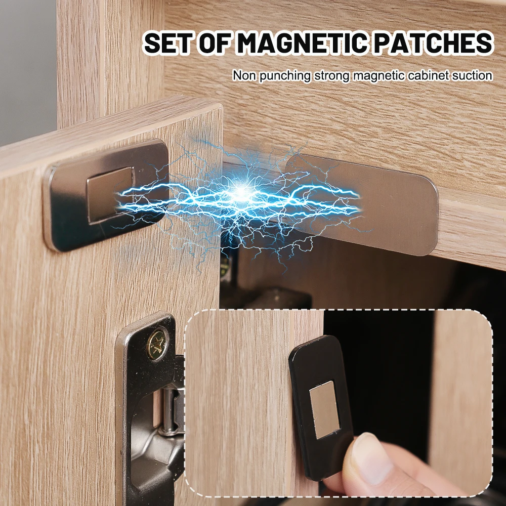 12x Magnetic Cabinet Catches Door Stop Self Adhesive Invisible Hidden Magnets Closet Furniture Cupboard Drawer Closer Kitchen