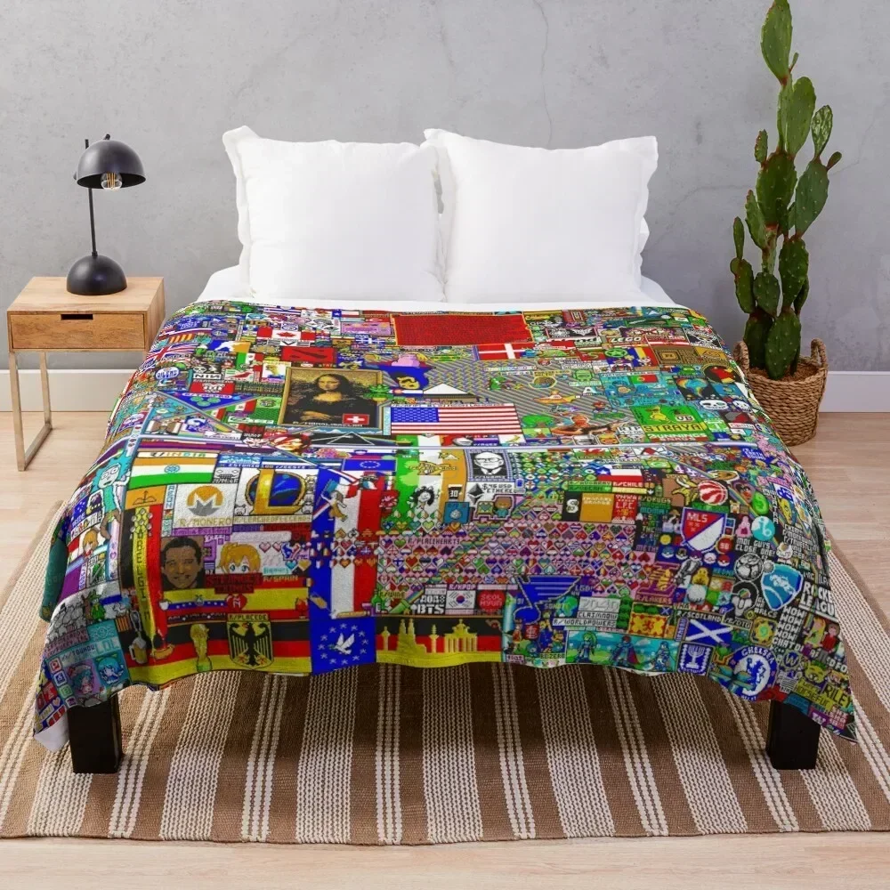 Reddit /r/Place Final Canvas Throw Blanket Sleeping Bag warm for winter Blankets