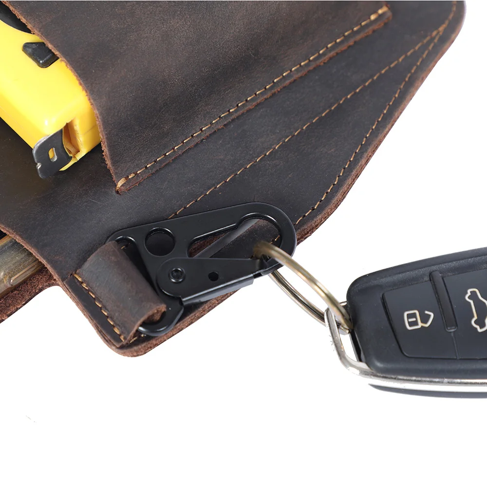 S.WORKER Vintage Herren-Gürteltasche aus Vollnarbenleder, Echtleder-Freizeitgürteltasche für Handy und Schlüssel. – Detail 11