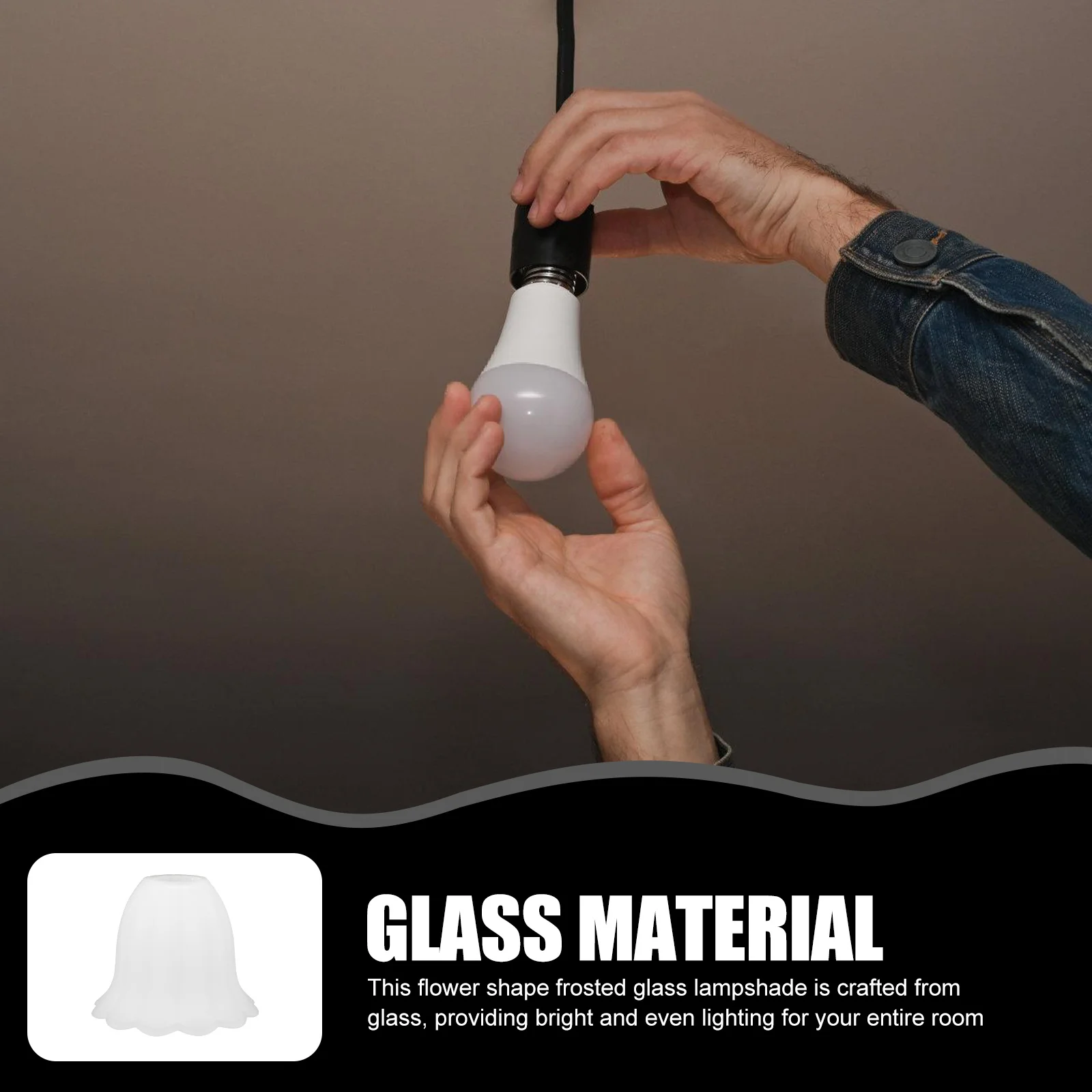 

Frosted Glass Lampshade Flower Design Light Bulb Guard Pendant Ceiling Light Shade Easy Install Lighting Accessory