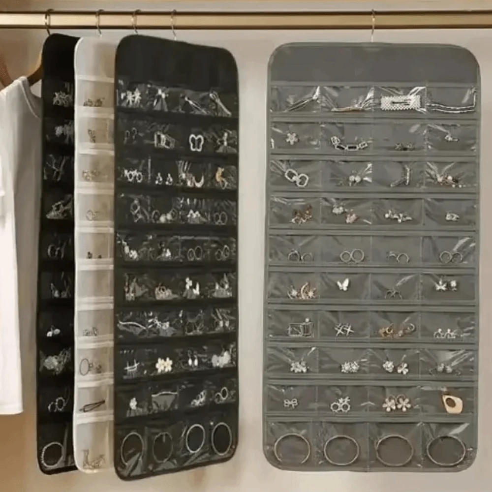 Non-woven Jewelry Storage Bag Foldable Large Capacity Women Jewelry Organizer Delicate Transparent Jewelry Display Holder