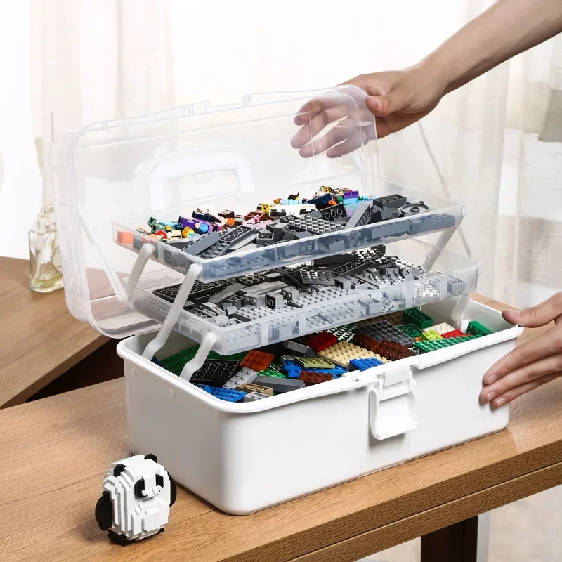 Multi-Layer Children's Storage Box Building Blocks Organizing Box Size Particle Puzzle Toys Parts Classification Container for K