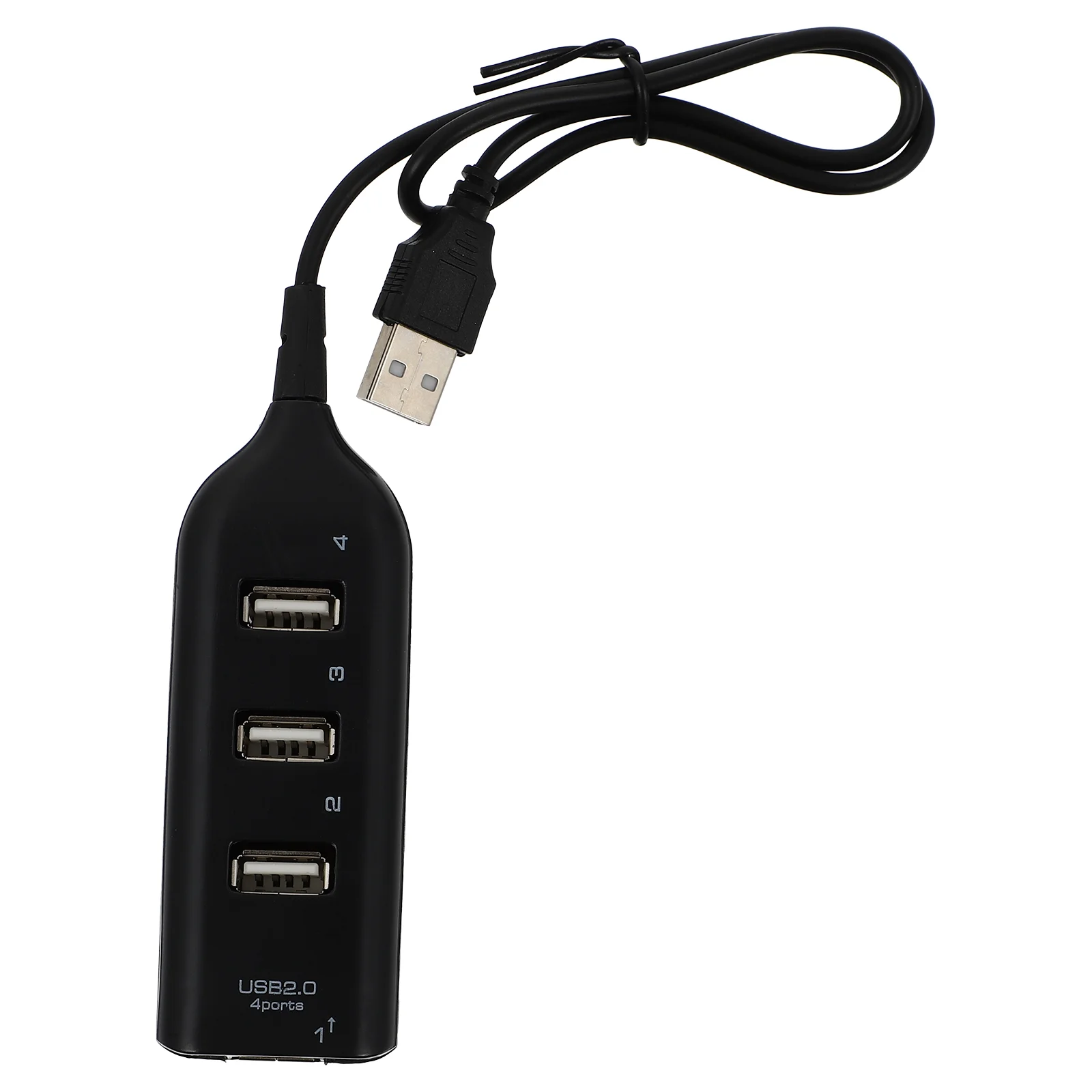 

4 Port USB 2.0 Hub ABS Black Portable Expansion Adapter Fast Transfer Data Splitter for Computer Laptop Devices