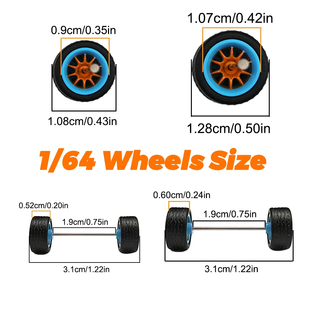 KICARMOD 1/64 걸프 휠 트레드 패턴 고무 타이어 앞바퀴 11mm 뒷바퀴 13mm 스포츠카용 교체 부품 5세트