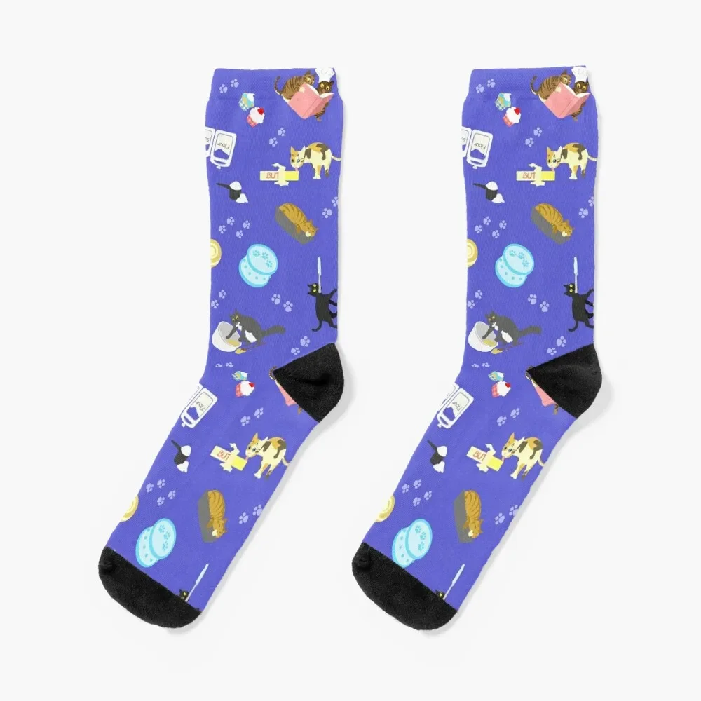 

Cats Baking Cakes and other Sweets, in Blue Socks golf Climbing anti-slip Man Socks Women's