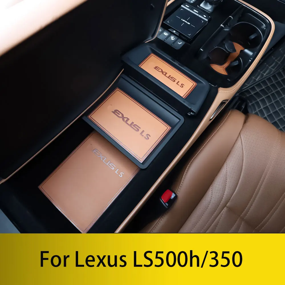 Bantalan slot pintu kulit untuk Lexus LS500H/350 2018 bantalan antiselip 2024 bantalan kotak penyimpanan cangkir air, modifikasi interior