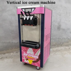 Commercial Ice Cream Maker, 20-25L/H Yield, 2000W Countertop Soft Serve Machine Hopper Cylinder For Snack Bar